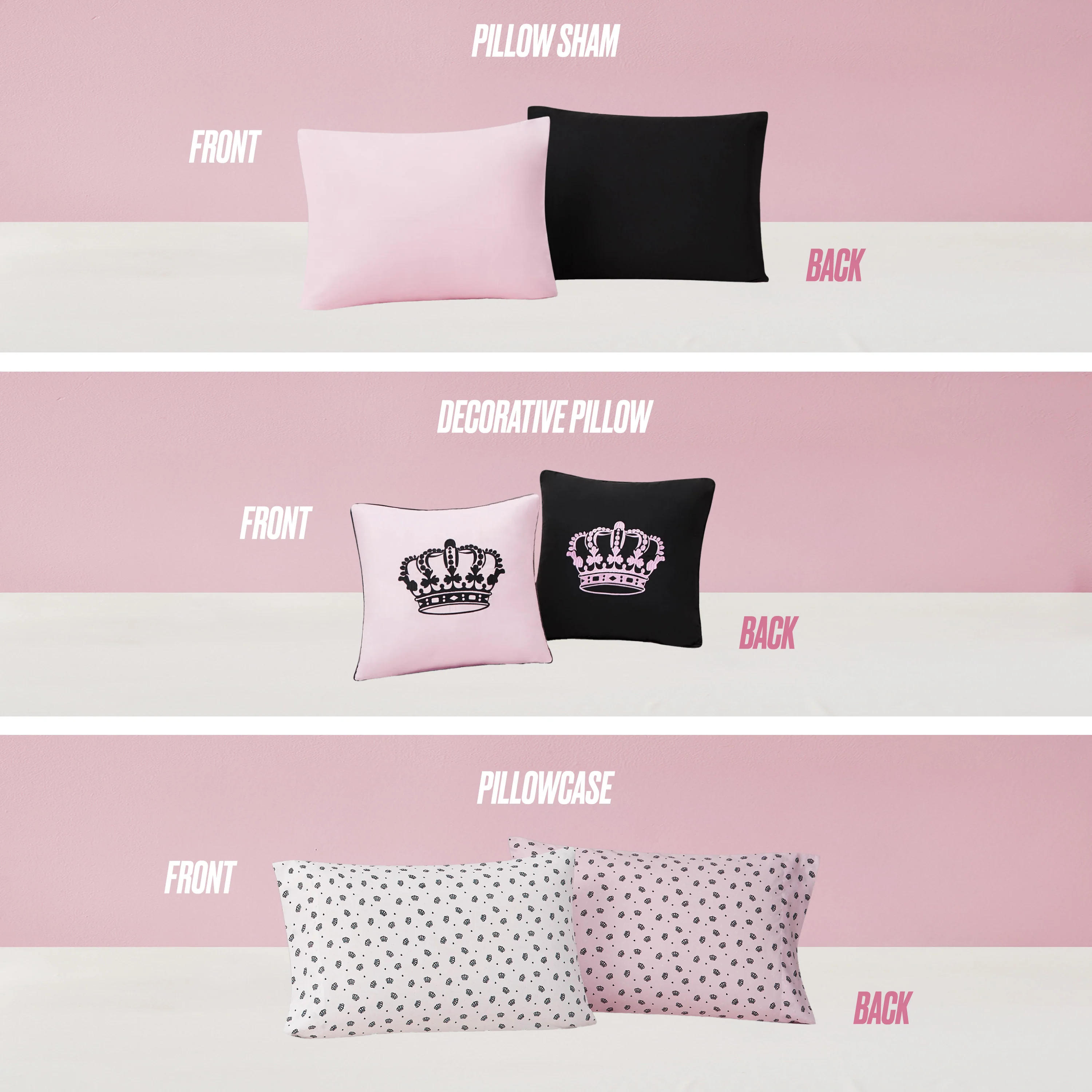 Crown Sparkle Solid Reversible Bed in a Bag Bedding Set - Image 3