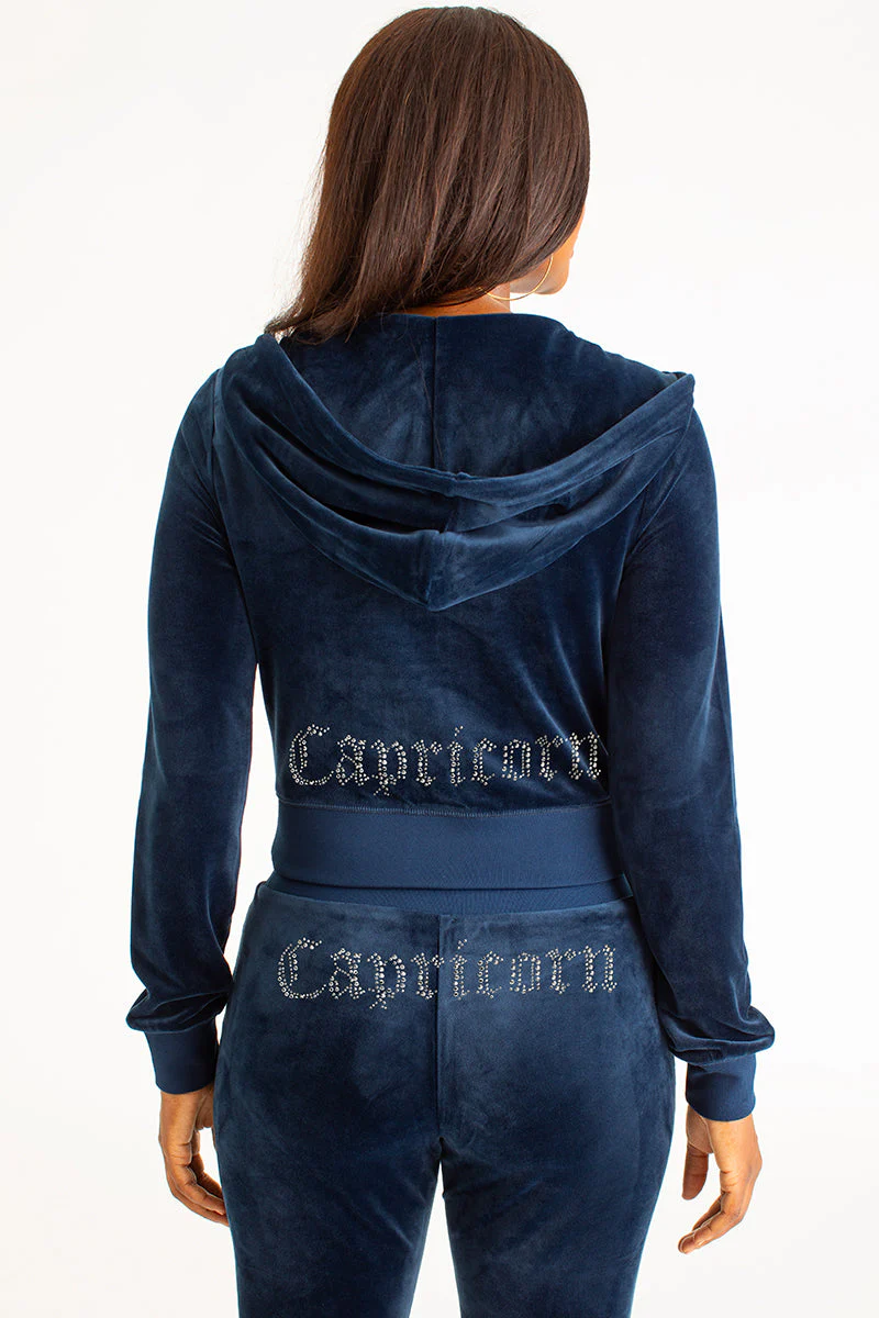 Capricorn Customizable Big Bling Velour Hoodie - Image 3