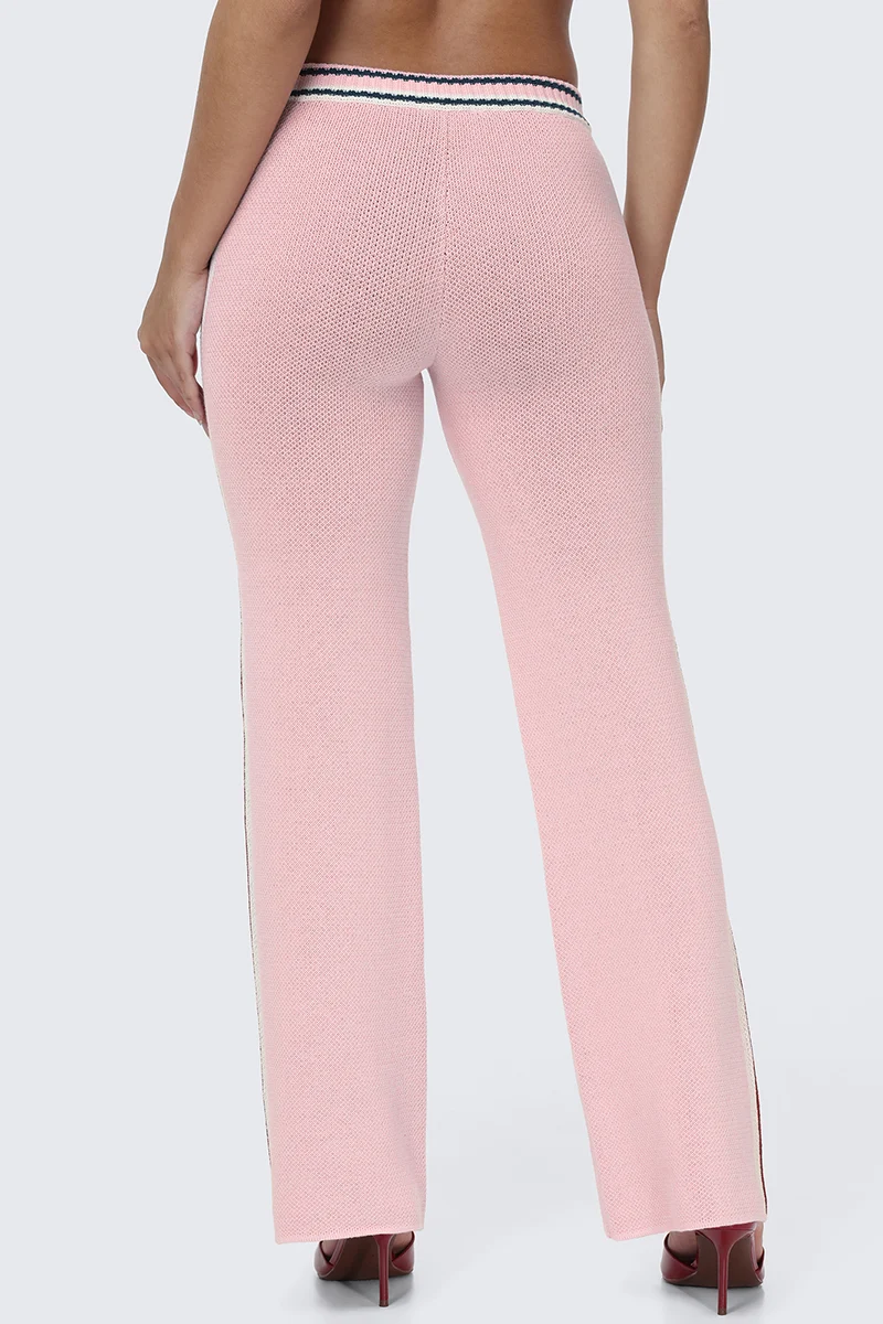 Contrast Knit Wide Leg Pants - Image 2