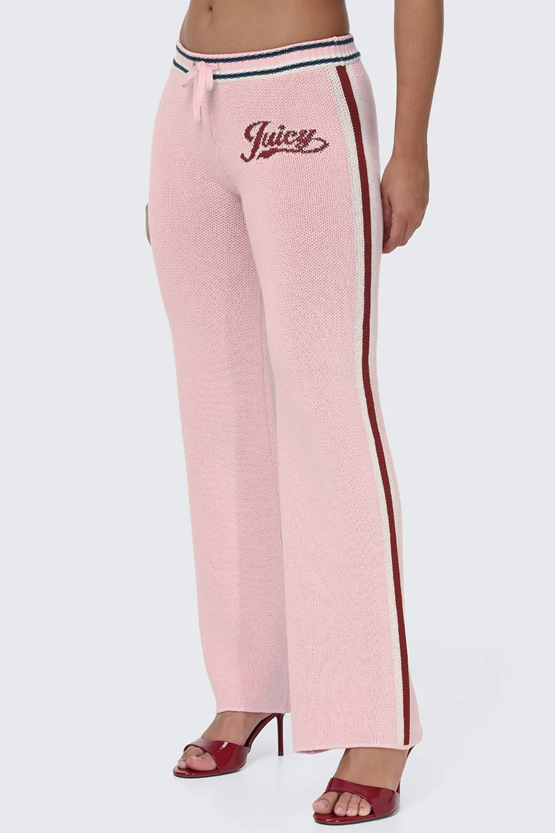 Contrast Knit Wide Leg Pants - Image 4