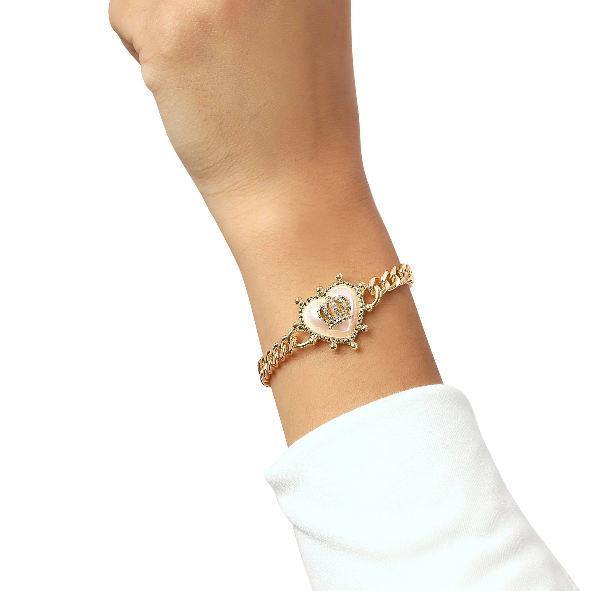 Crown Heart Charm Chain Bracelet - Image 2