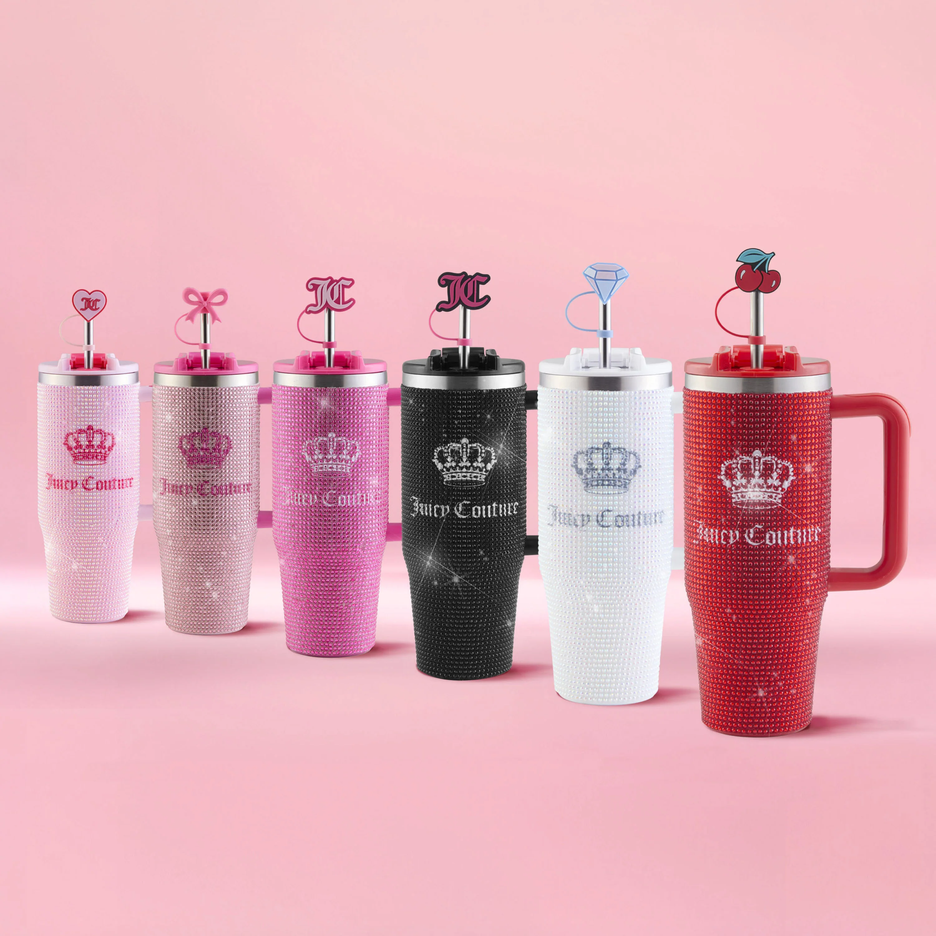 Diamond Bling Stainless Steel Tumbler with Handle and Straw, 30 oz - Image 4