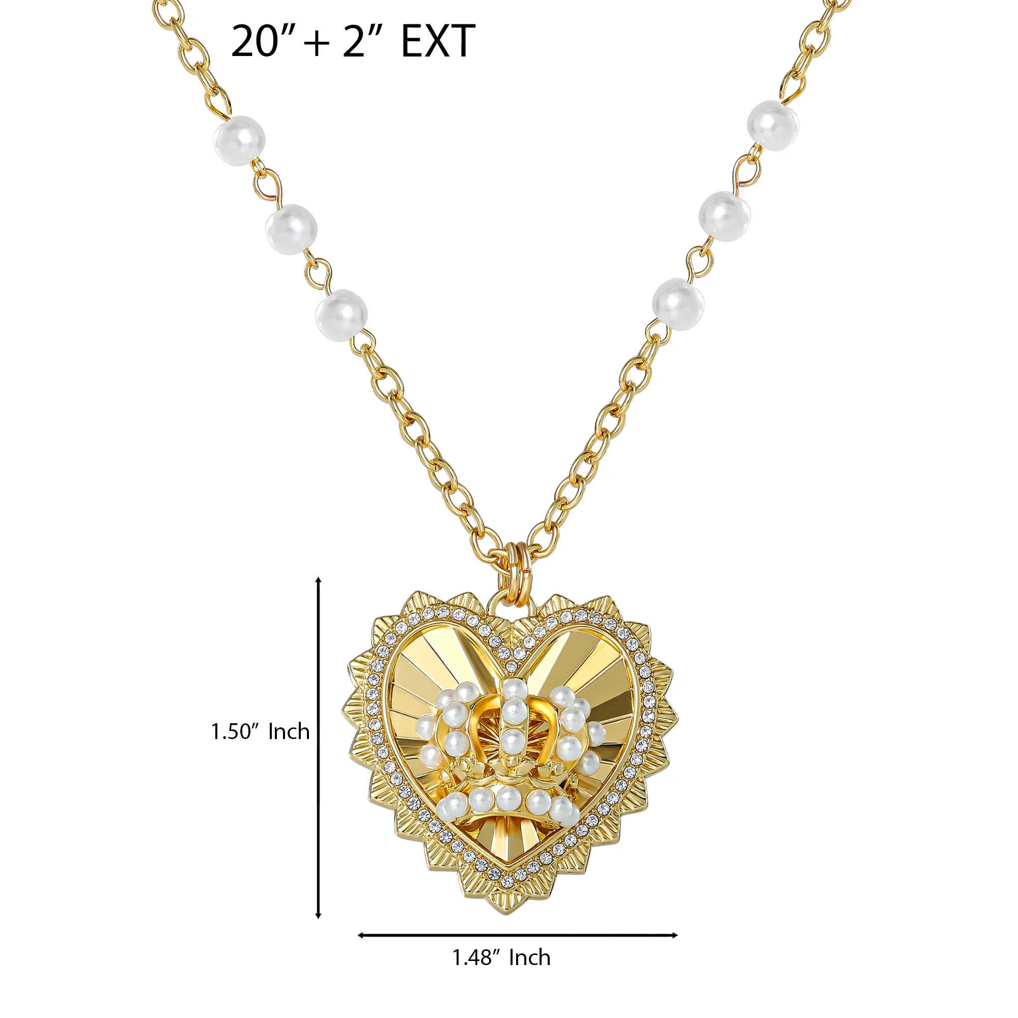 Heart Crown Necklace with Pearl Accent - Image 4