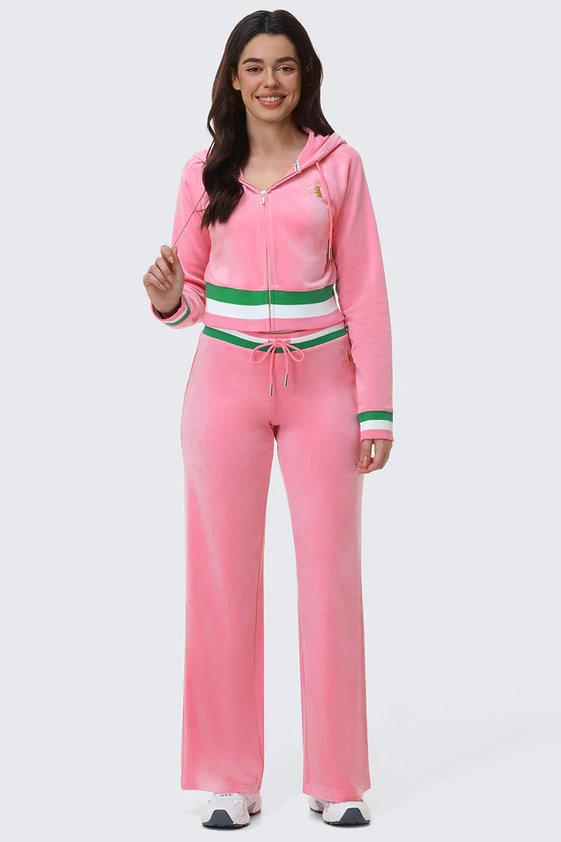 Heritage Stripe Bling Velour Zip Hoodie - Image 6