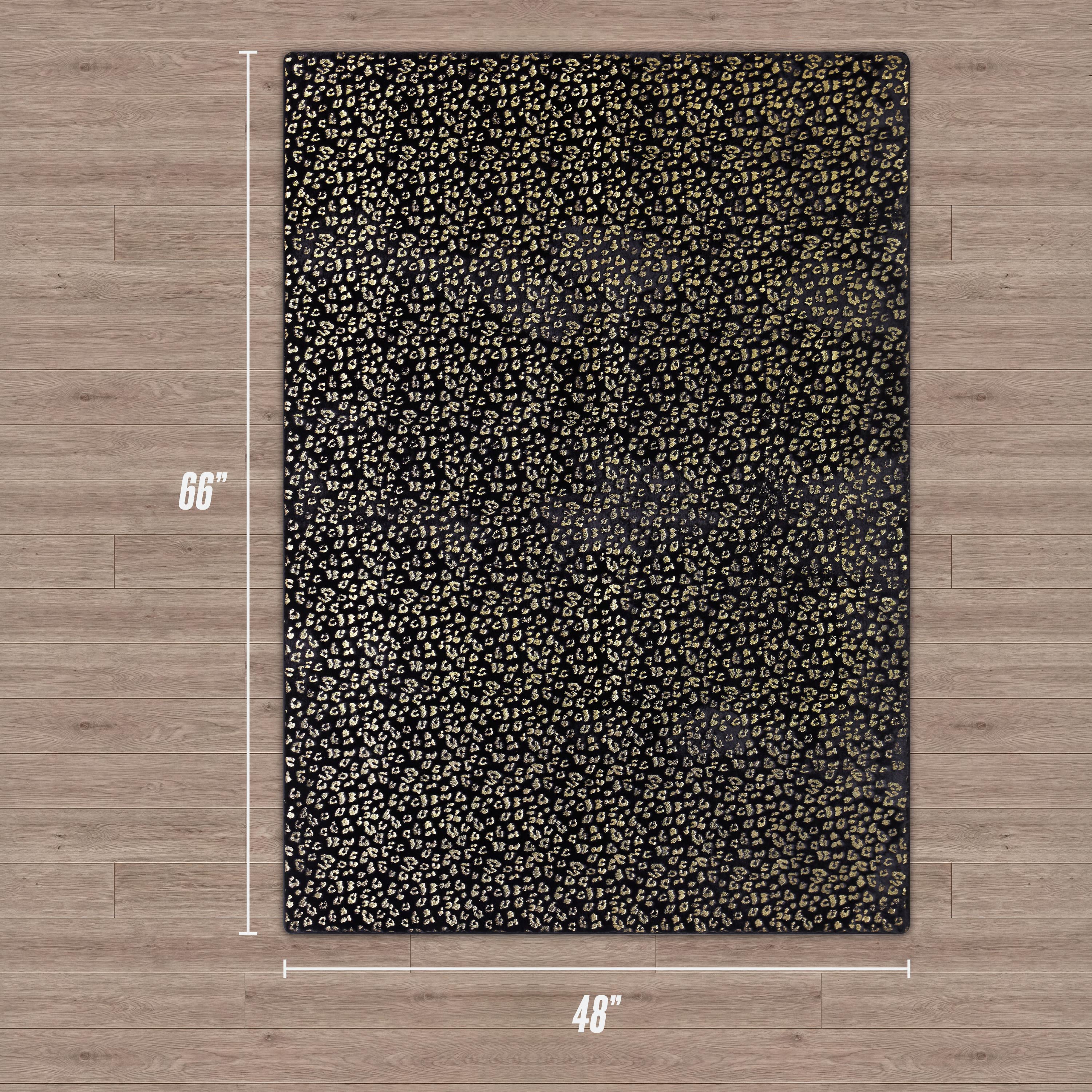 Metallic Leopard Plush Rug, 4' x 6' - Image 3