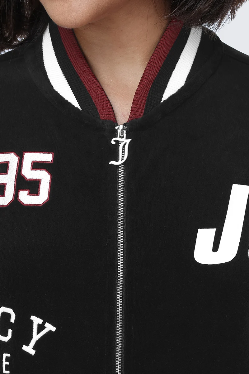 Mixed Logo Cotton Velour Bomber Jacket - Image 6