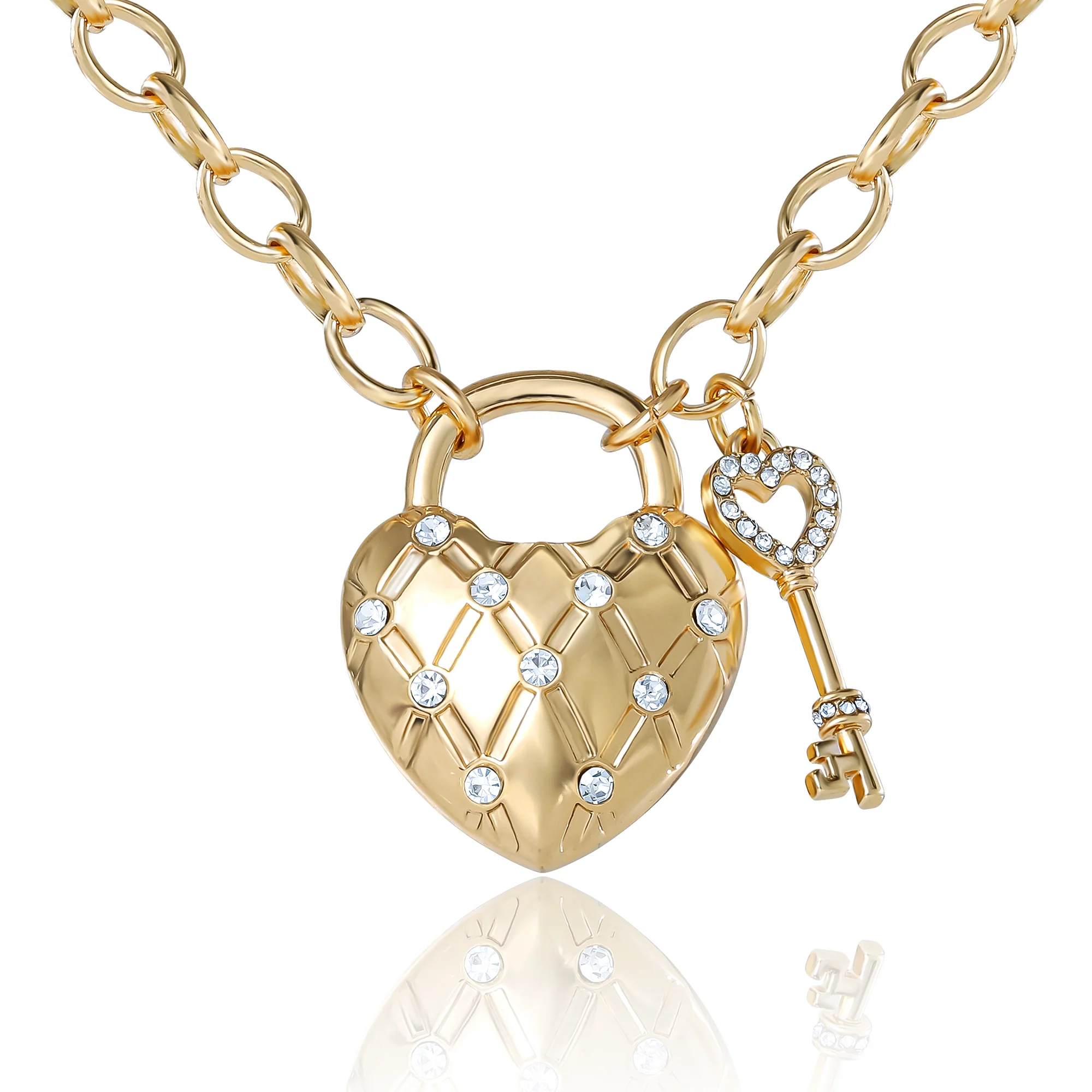 Pearl Station Heart Pendant Necklace