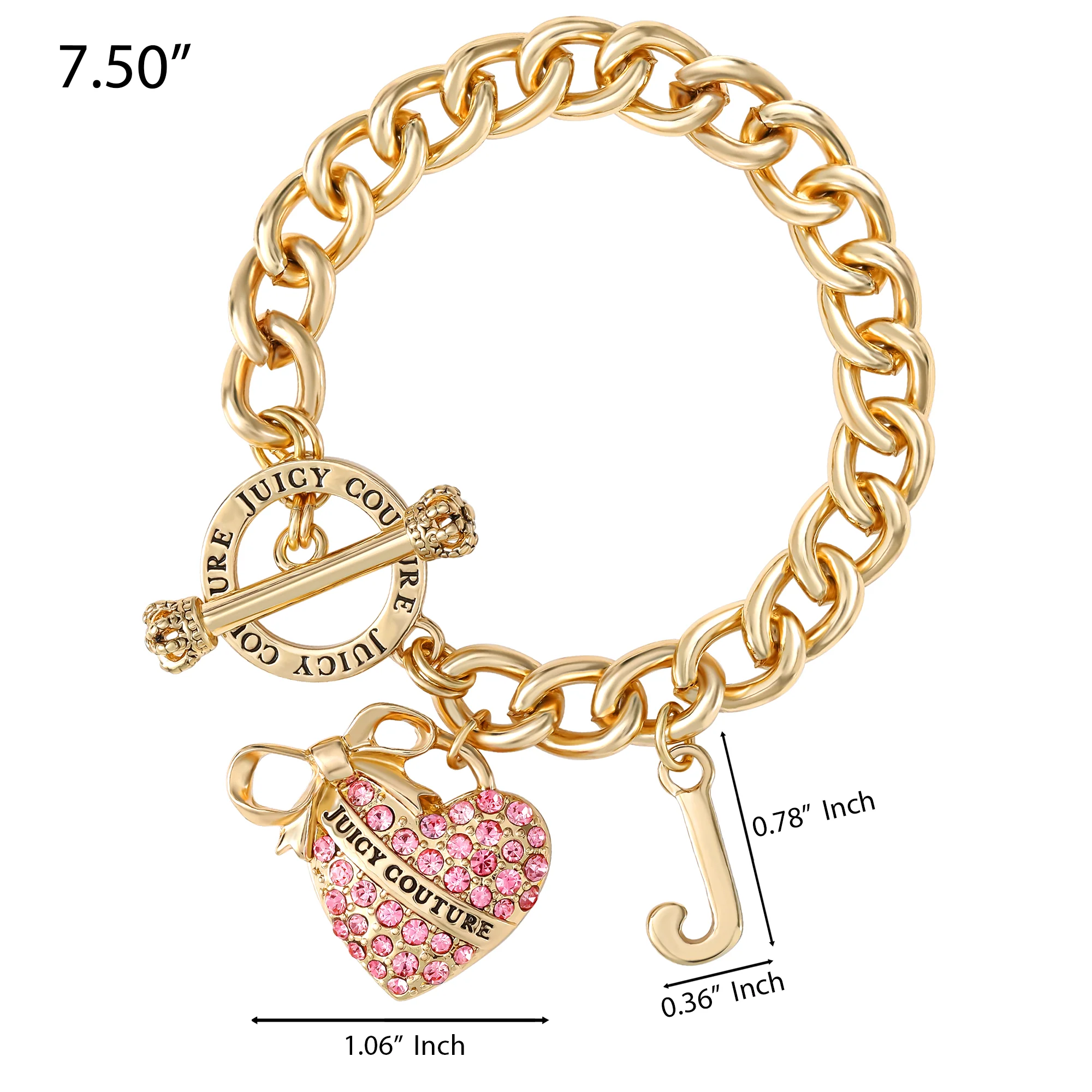 Pink Pavé Heart Toggle Bracelet - Image 4