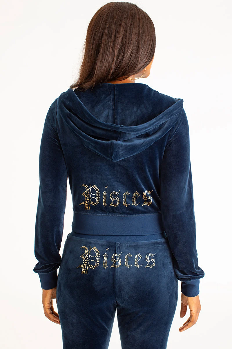 Pisces Customizable Big Bling Velour Hoodie - Image 3