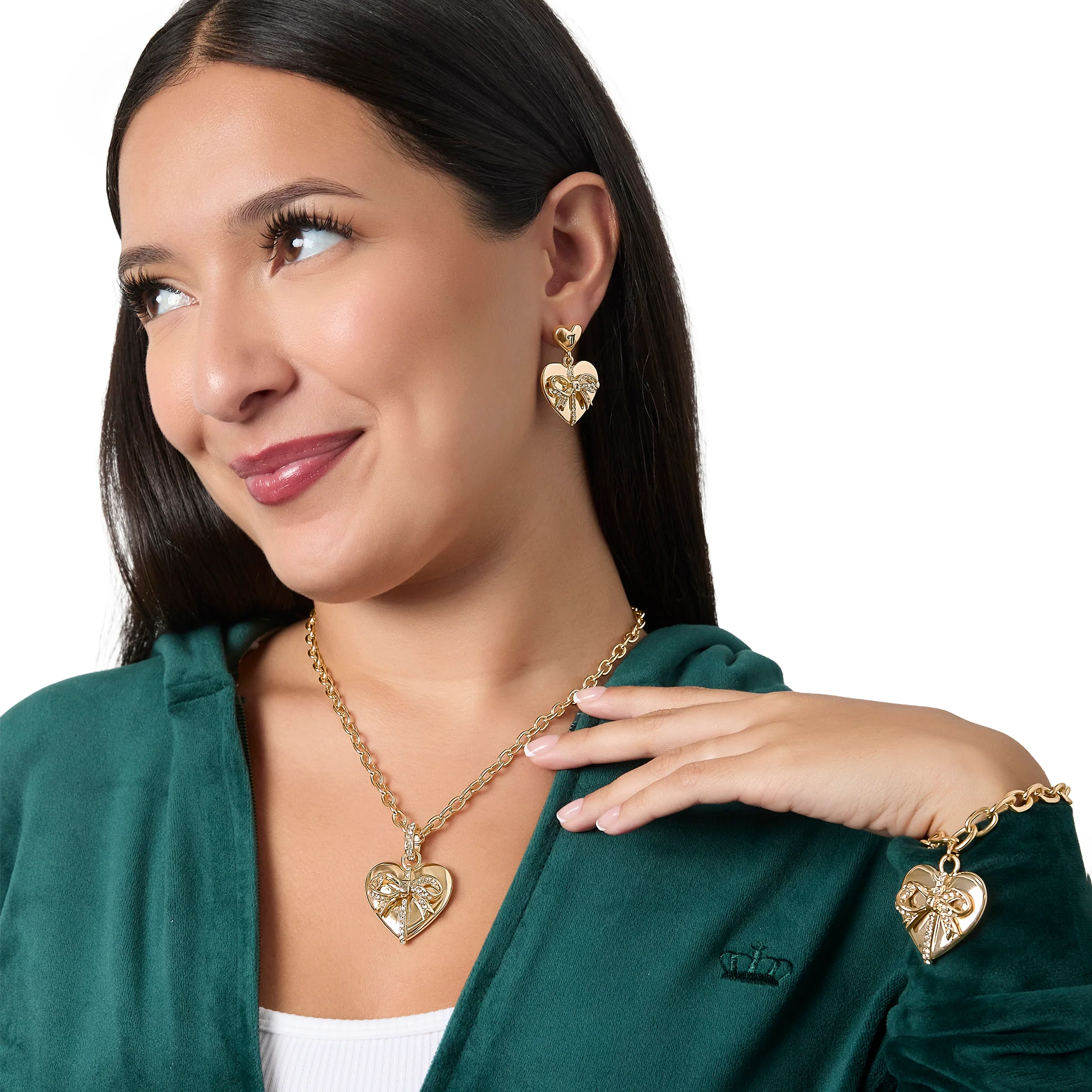 Quilted Double‑Heart Drop Earrings - Image 2