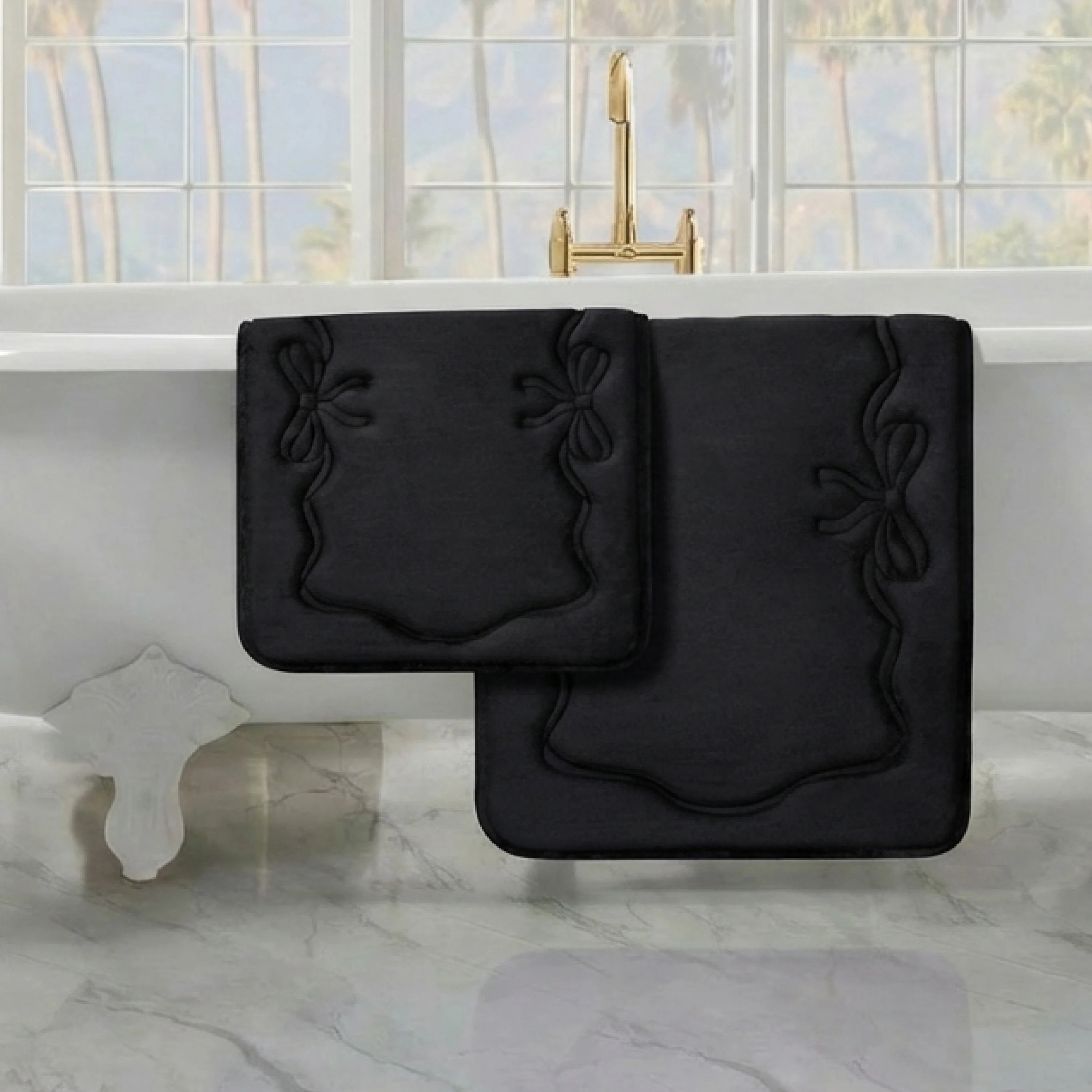 Quilted Memory Foam Bath Mat 2-Piece Set - Image 6
