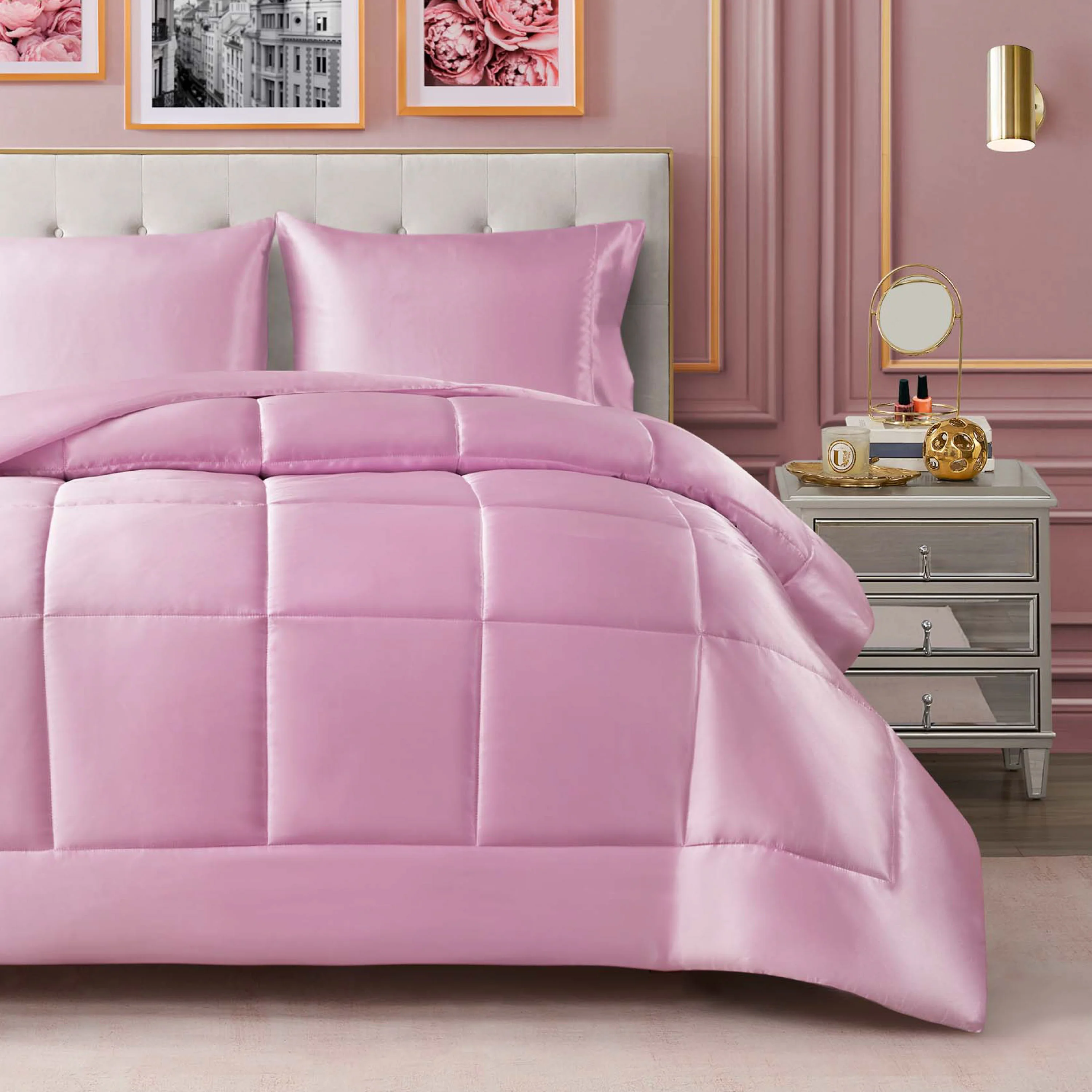 Solid Satin Down Alternative Comforter