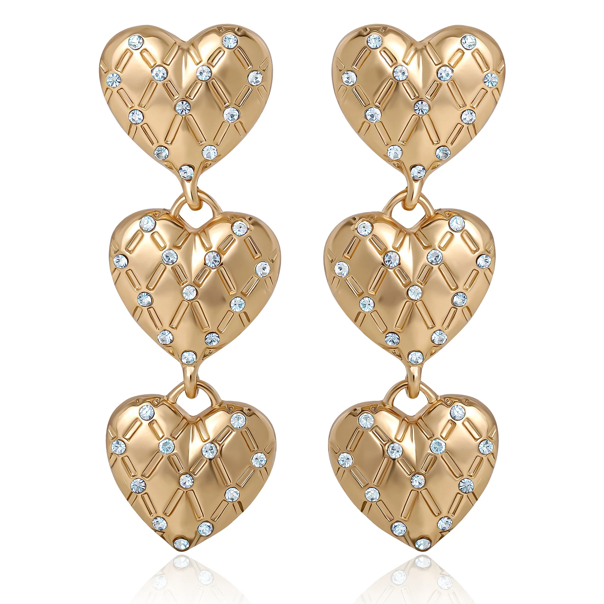 Triple Heart Drop Earrings