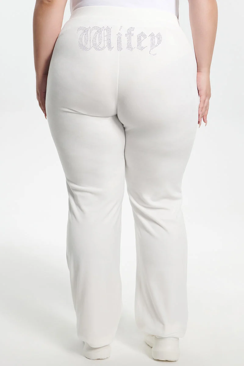 Wifey Customizable Big Bling Velour Track Pants - Image 4